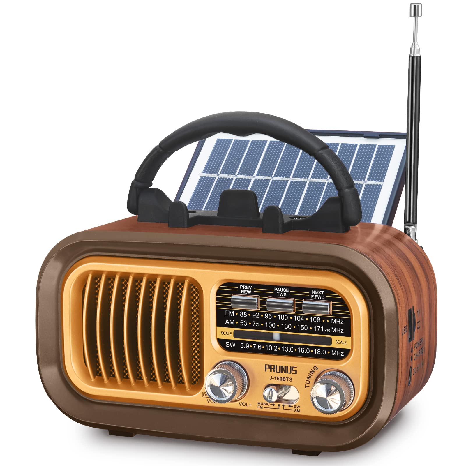 PRUNUS J-150 Portable Radio AM FM SW Bluetooth Speaker,TF Card/USB Playback | Re