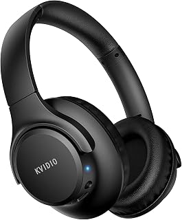KVIDIO Bluetooth Headphones Wireless Over Ear 65h Battery Wired & Wireless | 65h playtime, BT 6.0, Foldable & light, Deep bass, Built-in mic, 40mm driver,HiFi stereo,Travel work home,PC phone,Black,Gift