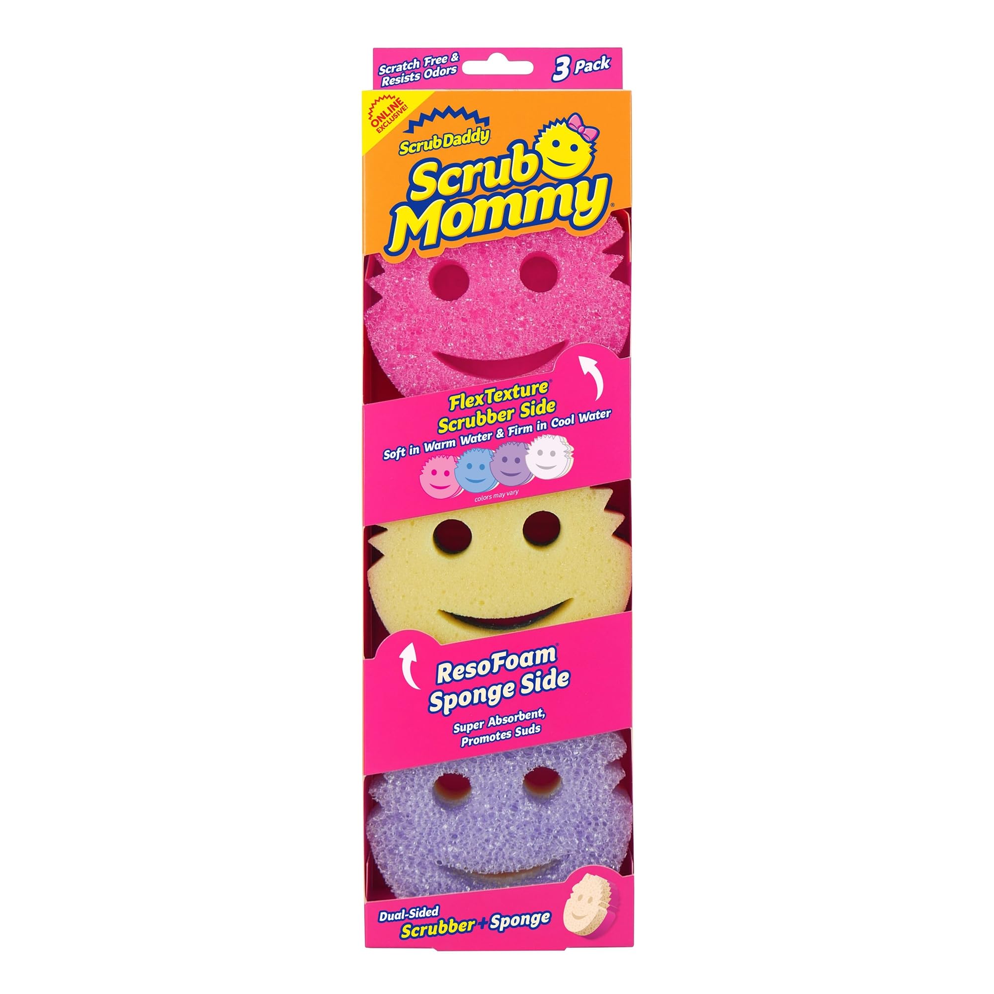 Scrub Mommy Kitchen Sponges - Dual-Sided Dish Sponges for Scrubbing - Non-Scratc