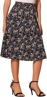 Allegra K Women's Floral Skirt A-Line Midi Skirt Chiffon High Waist Skirts