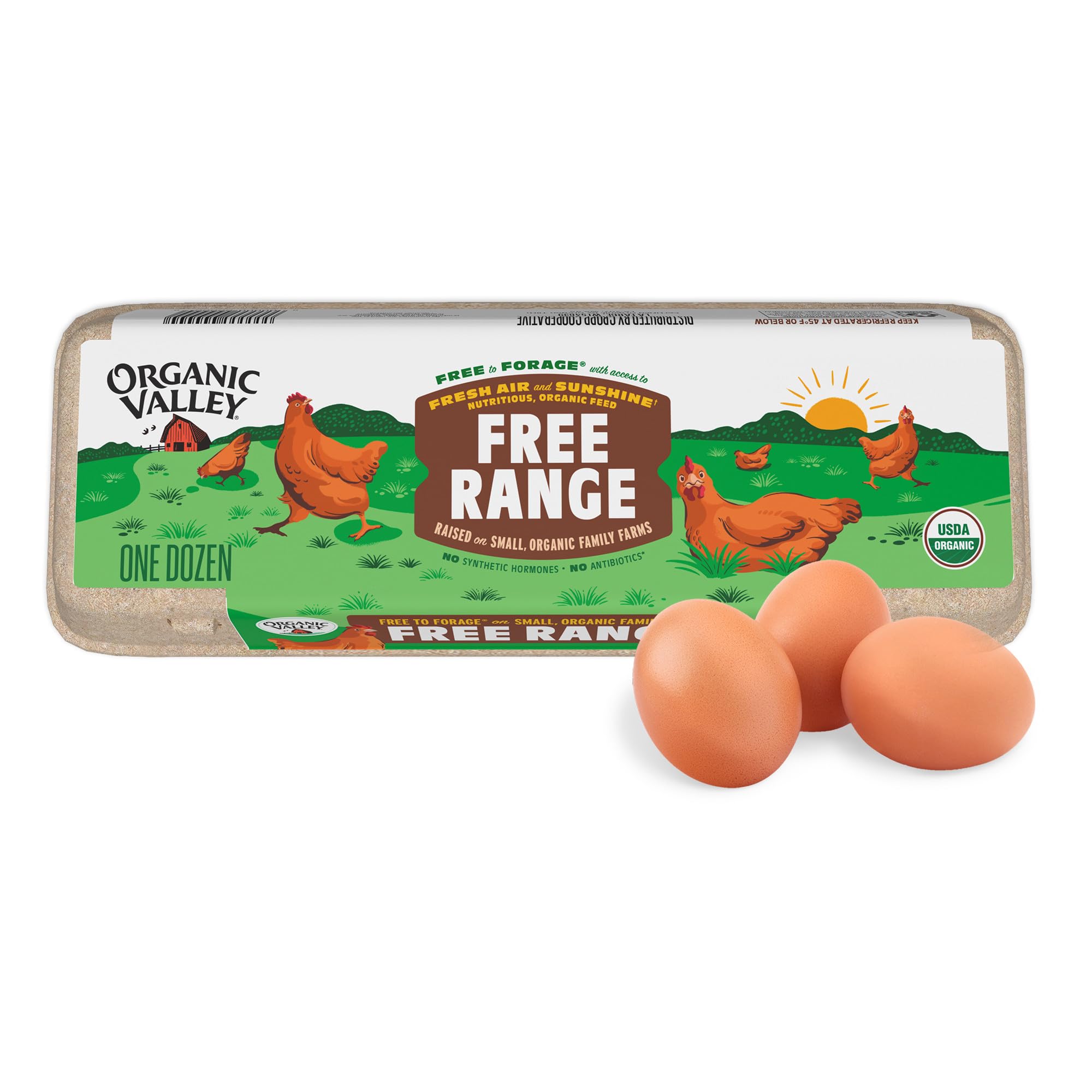 Organic Valley Organic Free-Range Large Brown Eggs, 12 Count | Free-range hens •