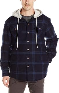 Wrangler Authentics Men's Long Sleeve Quilted Lined Flannel Shirt Jacket with Hood