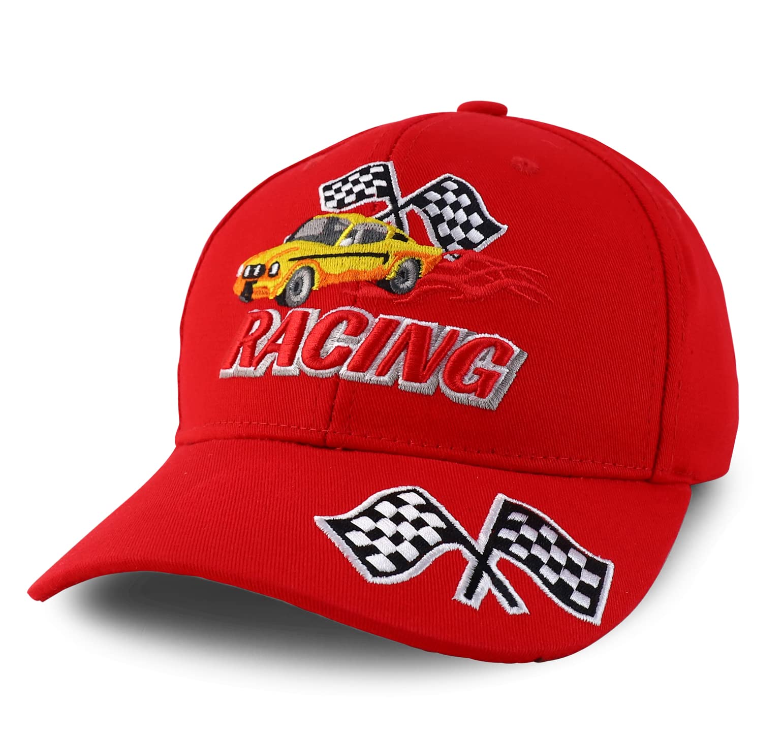 Trendy Apparel Shop Racing 3D Embroidered Flame Car Race Flag Baseball Cap