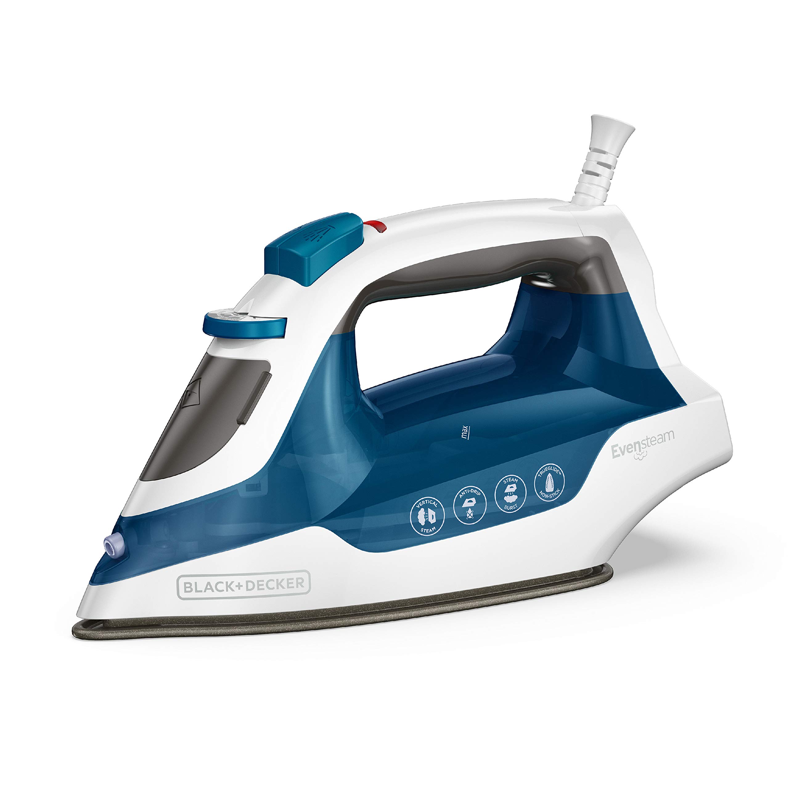 BLACK+DECKER Easy Steam Compact Iron, IR06V, Dual Position Cord, TrueGlide Non-S