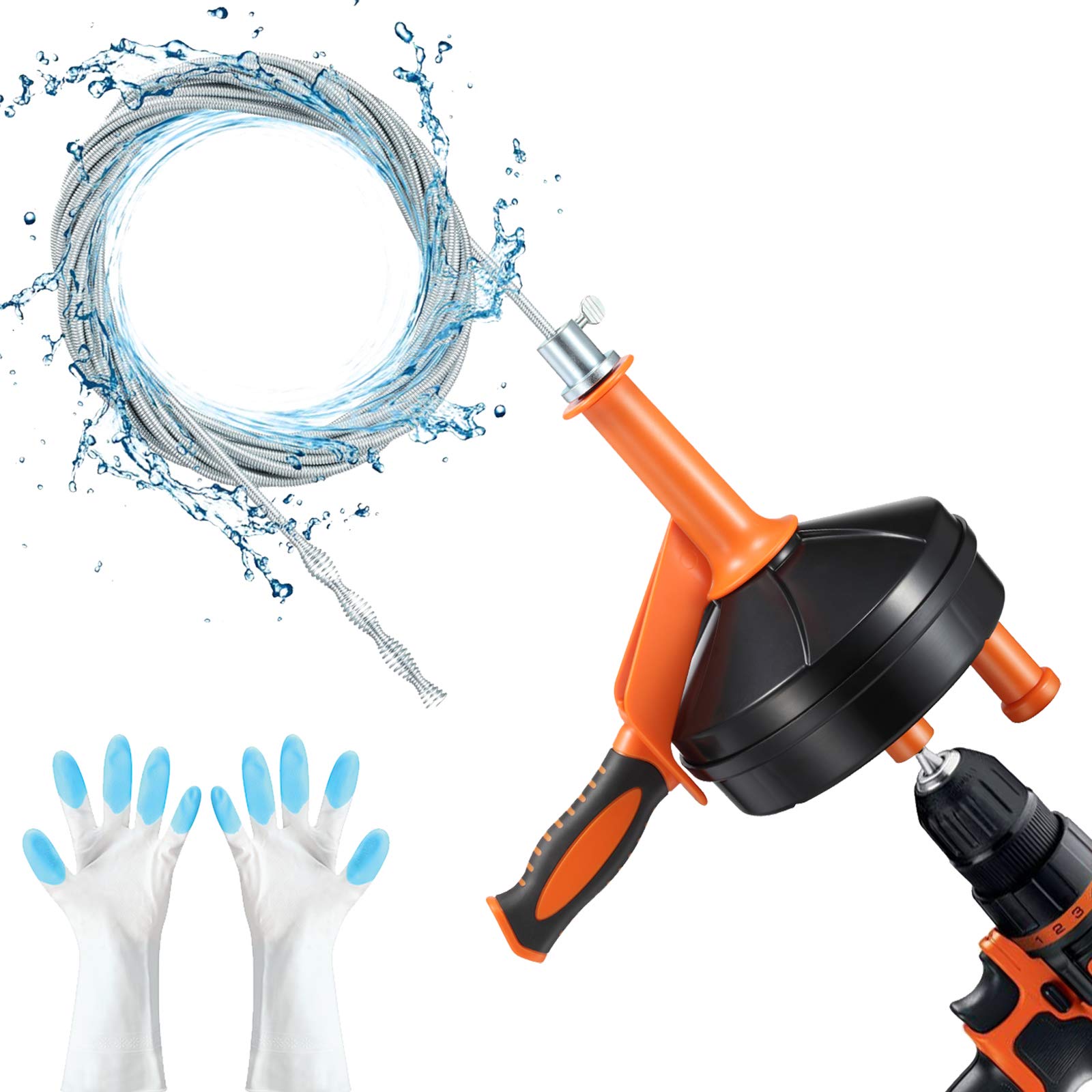 Drain Auger, Clog Remover with Drill Adapter, 25 Feet Flexible Plumbing Snake Us