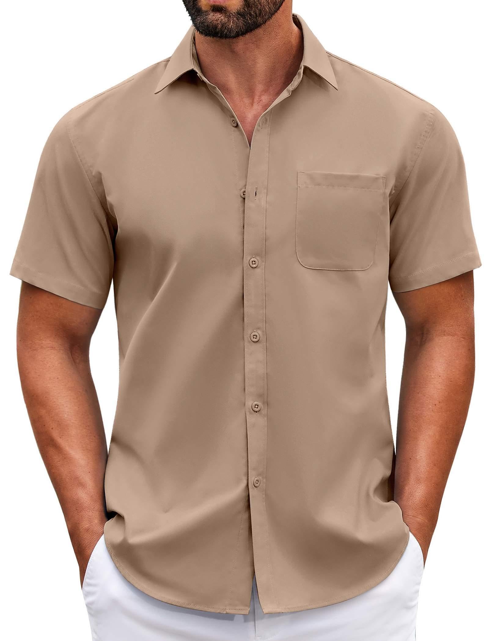 COOFANDY Mens Short Sleeve Casual Button Down Shirts Summer Untucked Dress Shirt