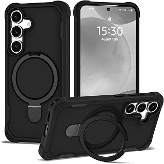 Designed for Samsung Galaxy S24 & S25 Case 6.2'' with Magnetic Ring Stand [Military Drop Protection][Compatible with MagSafe] Shockproof S24 & S25 Phone Case for Men Wowen,Black
