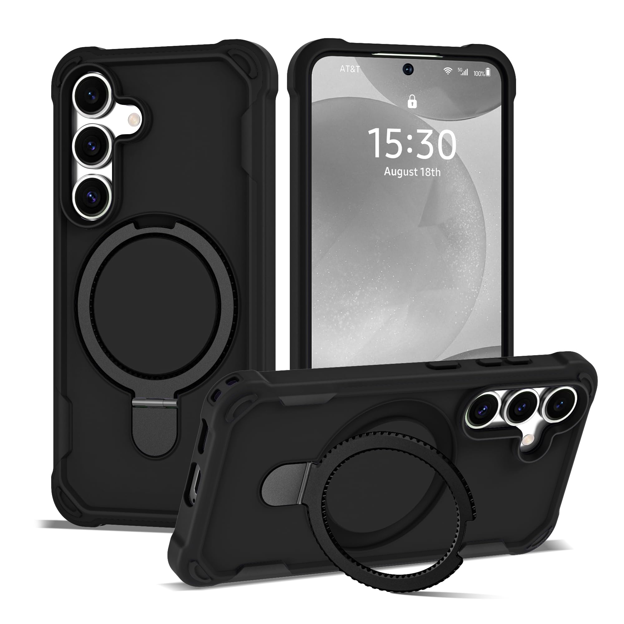 Designed for Samsung Galaxy S24 & S25 Case 6.2'' with Magnetic Ring Stand [Milit