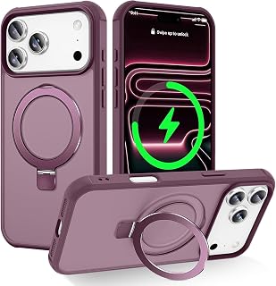 ELEPIK for iPhone 18 Pro/iPhone 17 Pro Case with Adjustable Ring Stand, [Compatible with MagSafe] [Wireless Charging Compatible] Military Grade Magnetic Protective Phone Cover, Burgundy