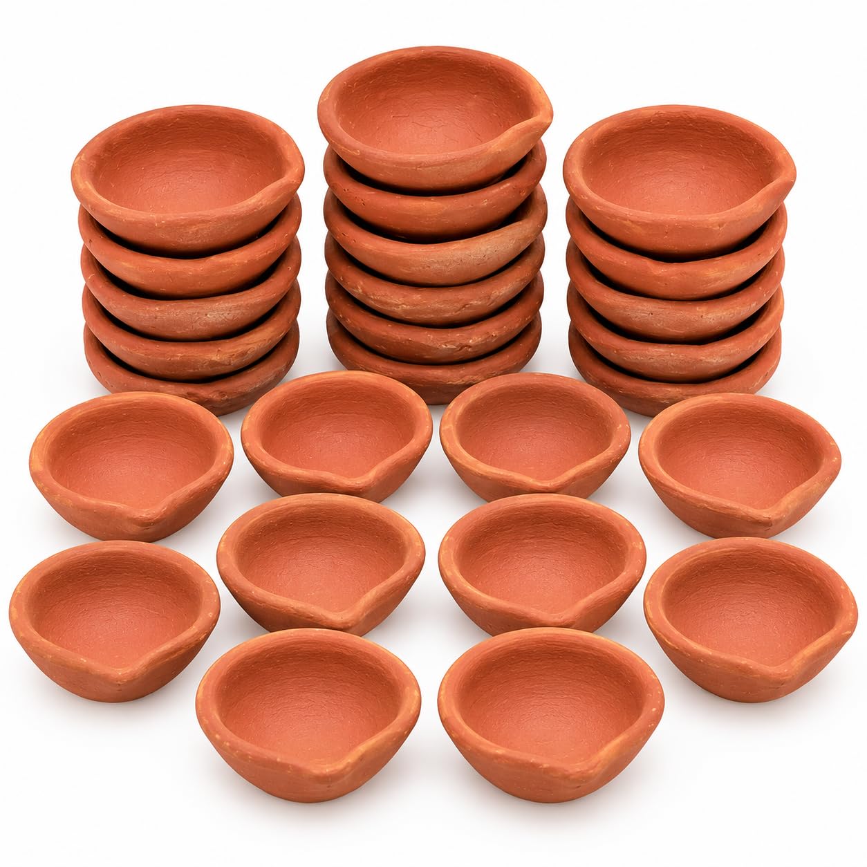 TIED RIBBONS 24 pcs Handmade Natural Clay Diya for Indian | Traditional Homemade