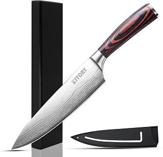 Kitory 20cm High Carbon Stainless Steel Professional Chef Knife with Case, Ultra Sharp and Durable Blade