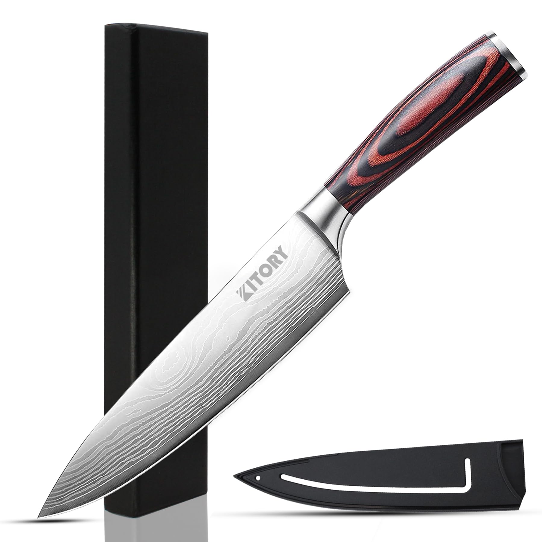Kitory 20cm High Carbon Stainless Steel Professional Chef Knife with Case, Ultra