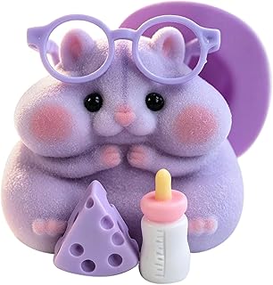 Handmade Taba Squishy Hamster Toy, Cute Squishy Stress Relief Fidget Toy | CUTE SQUEEZE Soft Non-toxic Silicone Butter Cheese Dumpling Squishy, Fuzzy Animal Sensory Toys for Kids Adults, Purple