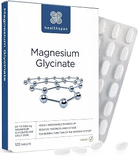 Healthspan Magnesium Glycinate 1500mg | Unwind at Bedtime | Reduces Tiredness & Fatigue | Maintains Normal Muscle & Psychological Function | Gentle on Your Stomach | Vegan (120 Tablets)