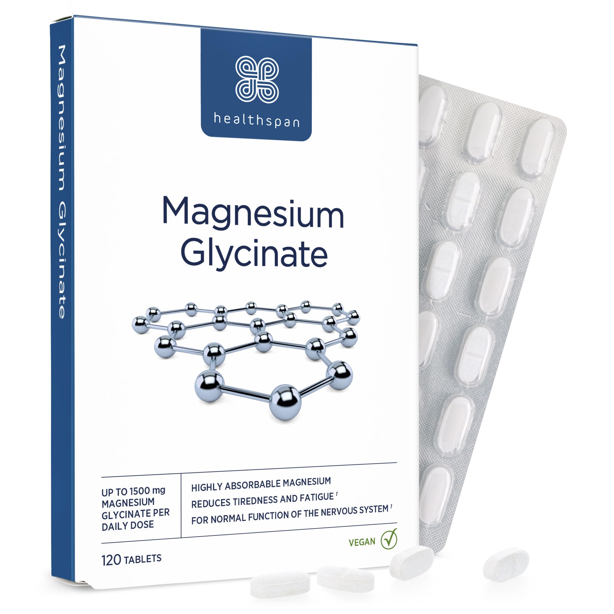 Healthspan Magnesium Glycinate 1500mg | Unwind at Bedtime | Reduces Tiredness & 