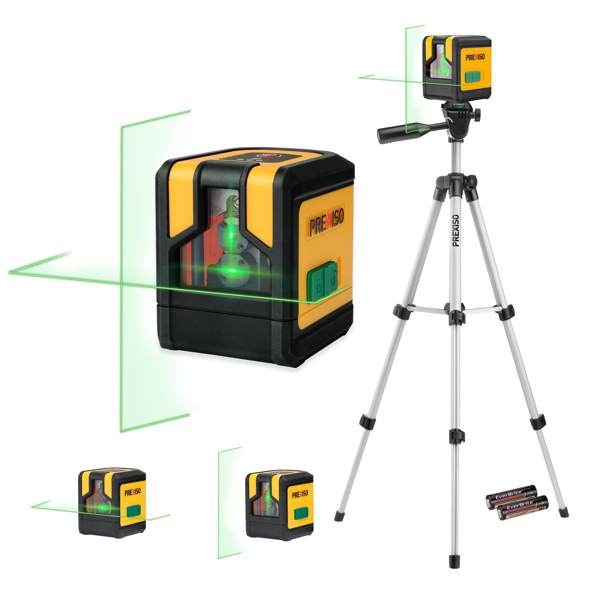 PREXISO Laser Level with Tripod, 100Ft Dual Modules Cross Line Laser Level | Sel
