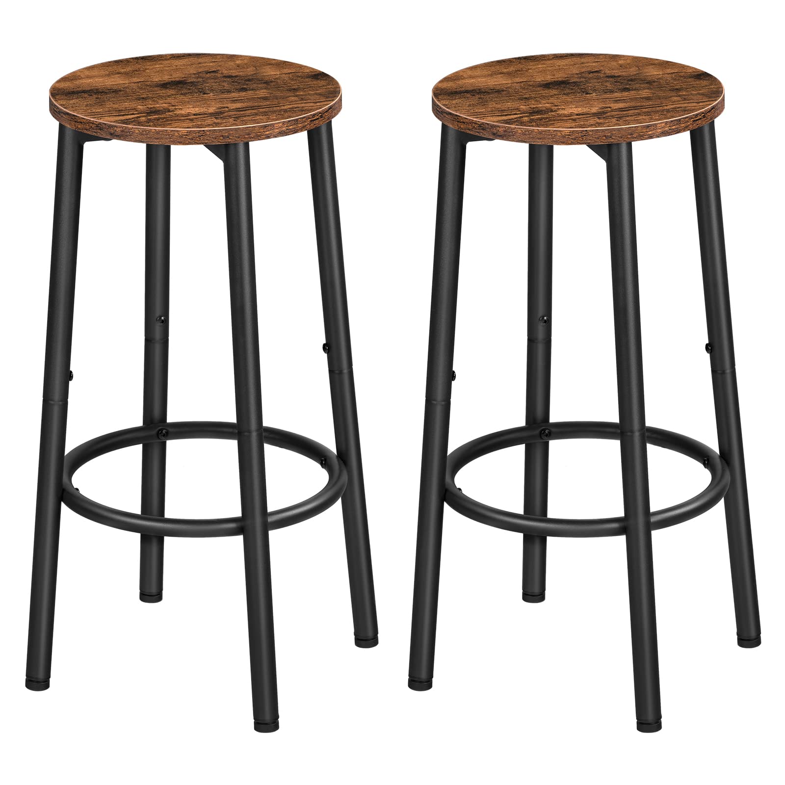 HOOBRO Bar Stools, Set of 2 Bar Chairs, Kitchen Round Height Stools with Footres