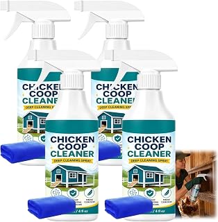 Chicken Coop Cleaner Deep Cleaning Spray, Poultry Care Spray, Yard Odor Eliminator, Chicken Coop Spra/y Helps Clean Perches and Floors, Coo/p Refresher Spra/y for Bedding, Nesting Box Safe (4pcs)