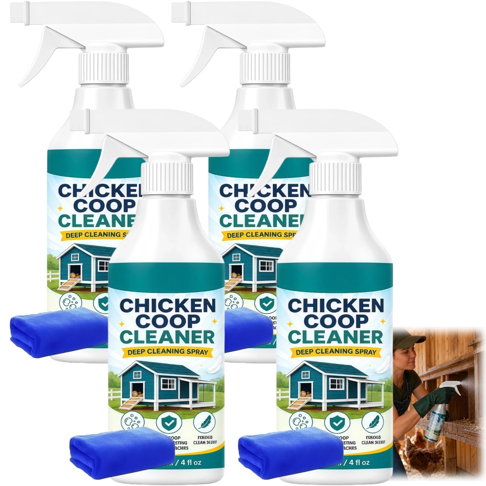 Chicken Coop Cleaner Deep Cleaning Spray, Poultry Care Spray, Yard Odor Eliminat