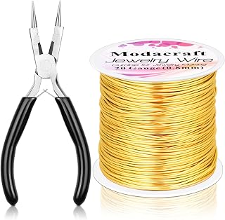 Modacraft 20 Gauge Gold Jewelry Wire &amp; 4-in-1 Pliers Kit - 82FT Tarnish Resistant Copper Craft Wire (0.8mm) for Wire Wrapping, DIY Jewelry Making, Christmas Ornaments &amp; Holiday Decorations