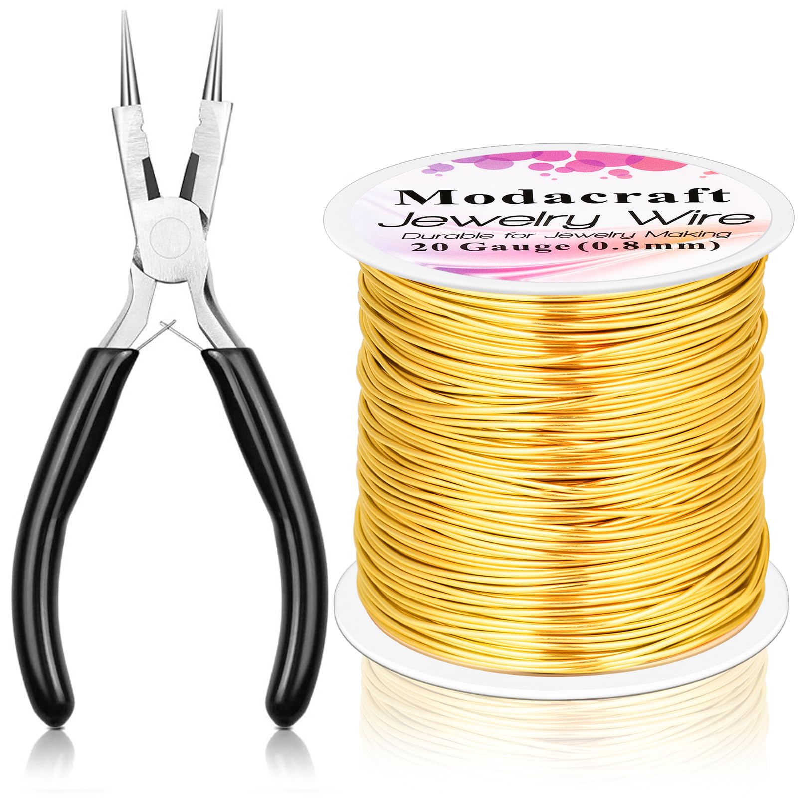 Modacraft 20 Gauge Gold Jewelry Wire & 4-in-1 Pliers Kit - 82FT Tarnish Resistan