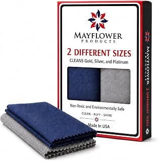 Jewelry Polish Cleaning Cloth for Silver &amp; Gold - 2 Different Sizes | Gold and Silver Polish Cloths Made in USA, Reusable, Non-Toxic Tarnish Remover. Soft Cotton, Large 11 X 14 Travel 6 X 8 Inch