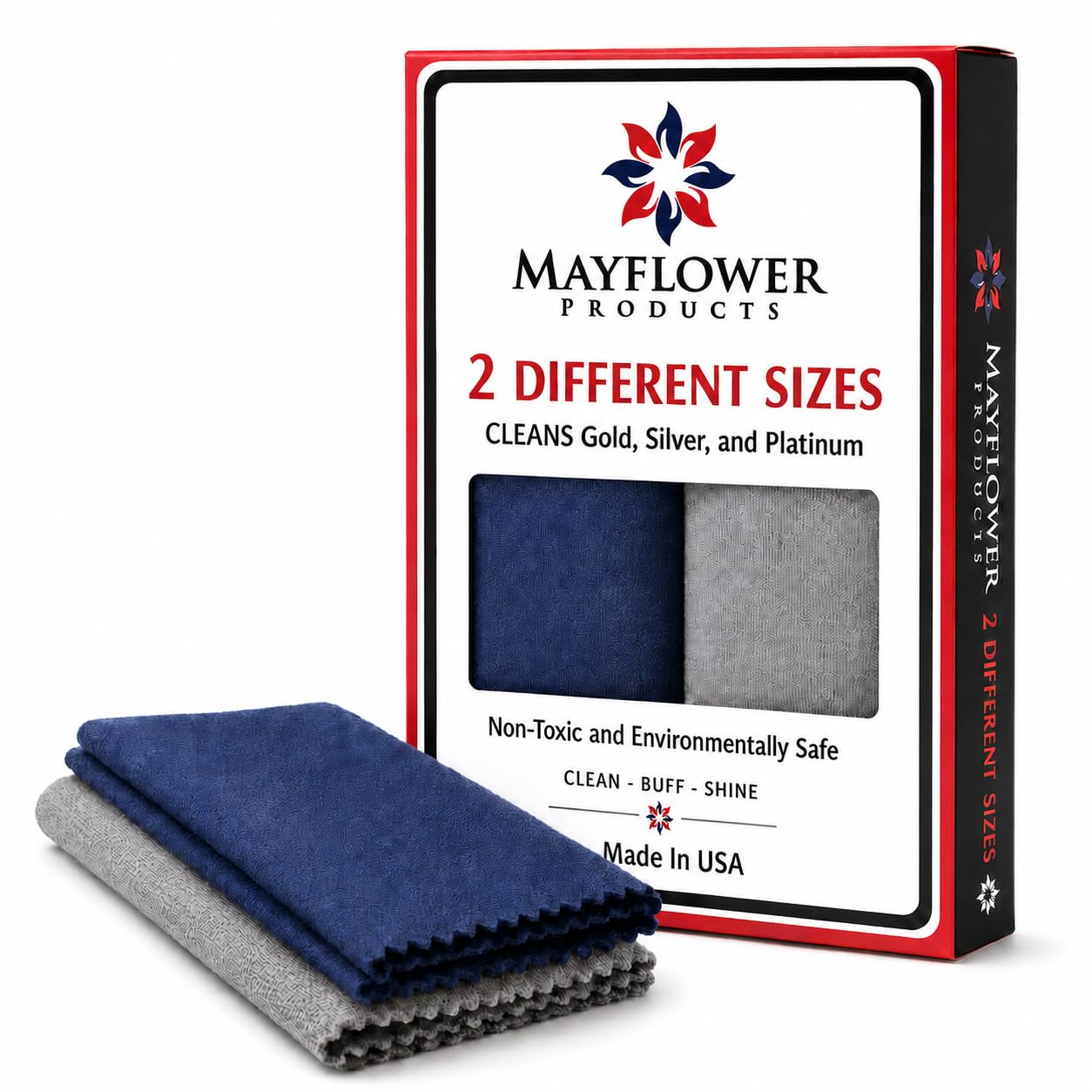 Jewelry Polish Cleaning Cloth for Silver & Gold - 2 Different Sizes | Gold and S