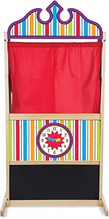 Melissa & Doug Deluxe Wooden Puppet Theater Play Set for Kids | Wooden Puppet Theater, Plush Curtains, Movable Clock, Chalkboard, Storytelling Pretend Play, Preschool Toys for Kids, Ages 3+