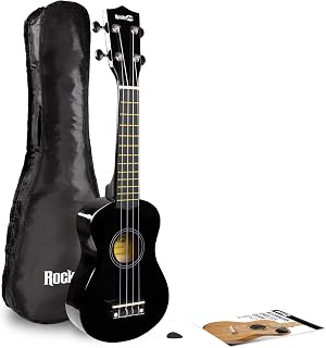 Martin Smith UK-222-BK Ukulele, Black | Soprano ukulele with gig bag for kids, adults and beginners, easy to tune with a bright traditional tone