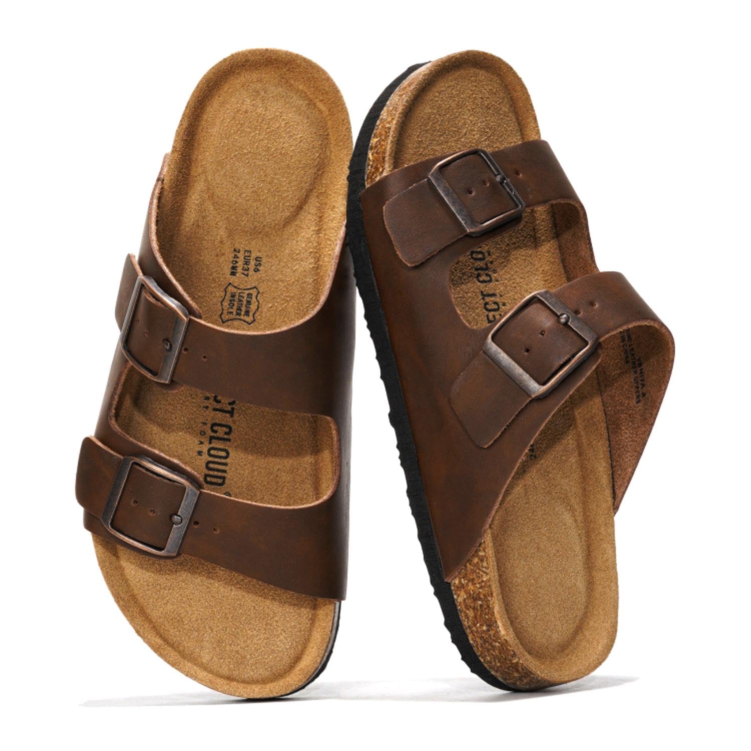 Project Cloud s Women's Flat Sandals Genuine Leather Comfortable Beach Shoes Mem
