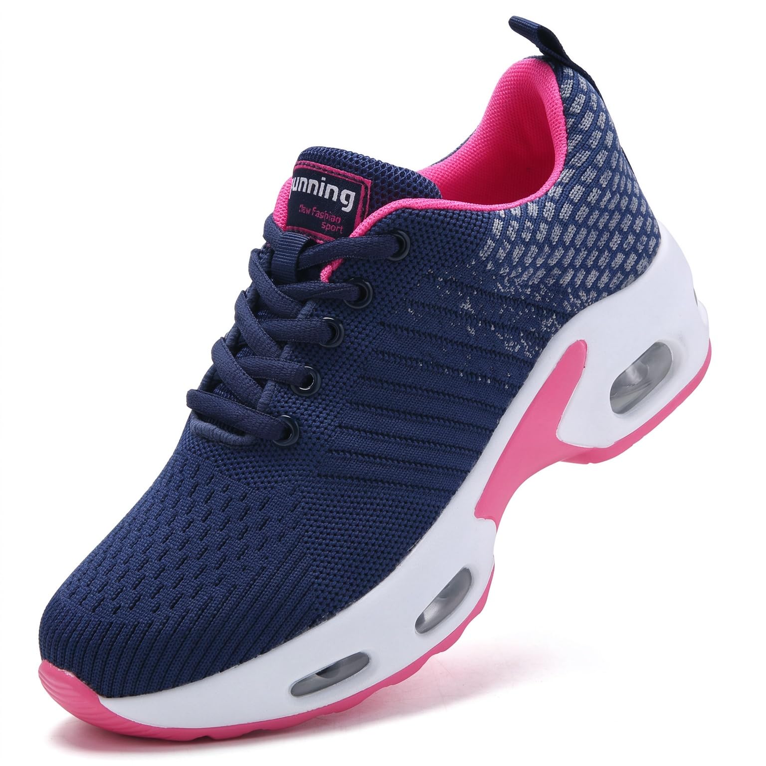 Women's Air Cushion Memory Foam Sneakers, Pink Navy Blue, 41 EU