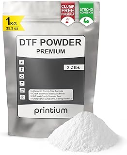 Printium DTF Powder White 1KG (2.2 lbs / 35.3 oz) - Fine 80-180 Micron Hot Melt Adhesive Transfer Powder for All Fabrics | Clump-Free, Soft Hand Feel, Crack &amp; Wash Resistant | for All DTF Printers