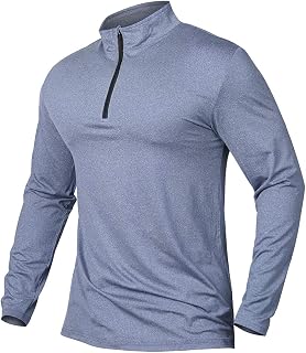 CARWORNIC Mens Athletic Shirts 1/4 Zip Long Sleeve Running Shirts Quick Dry Outdoor Polo Shirts