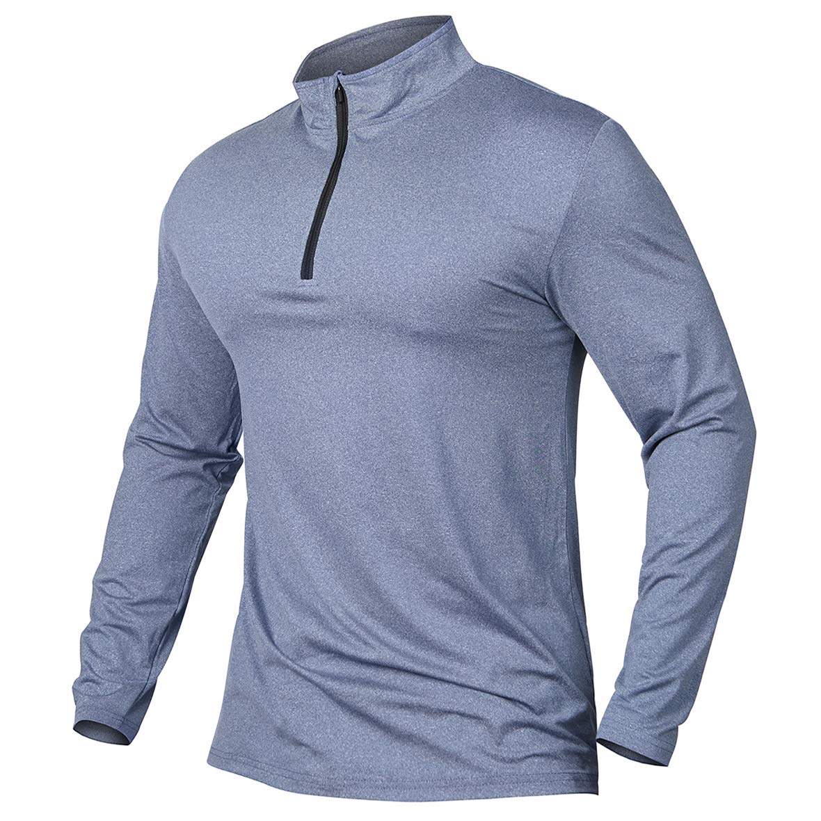CARWORNIC Mens Athletic Shirts 1/4 Zip Long Sleeve Running Shirts Quick Dry Outd