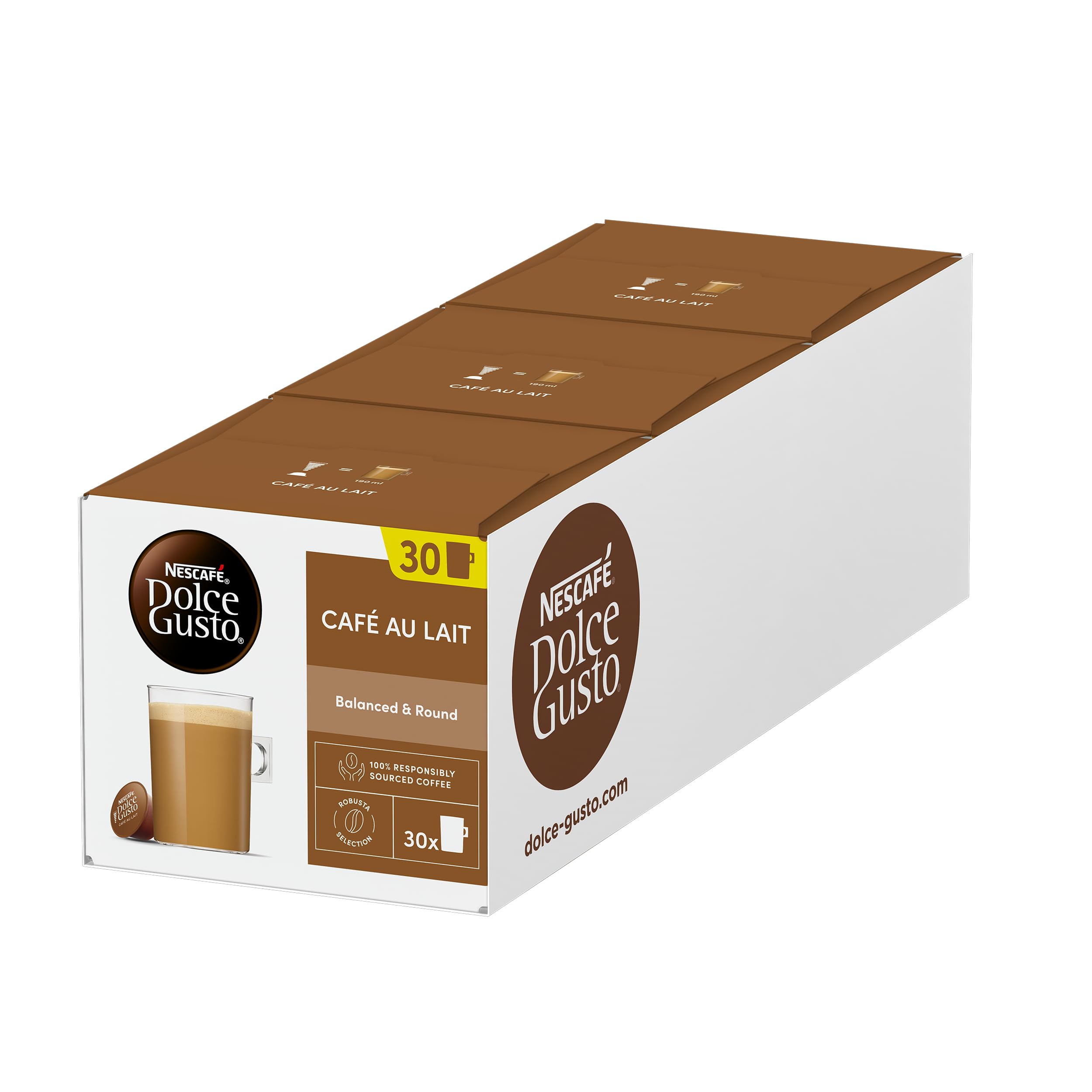 Nescafé Dolce Gusto Café Au Lait Pods 30 Pods | Multipack of 3