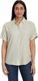 Gloria Vanderbilt Daisy Short Sleeve High-Low Button Down Shirt Standard Daisy Short Sleeve Women's Button Down Shirt