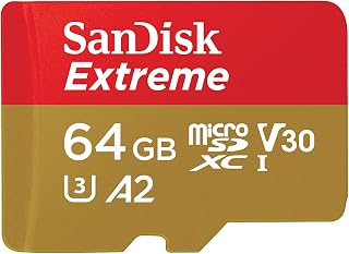 SANDISK 64GB Extreme microSD Card + Adapter, Up to 170MB/s Read Speeds | UHS-I, V30, 5K, 4K UHD, U3, C10, A2, Up to 80MB/s Write Speeds, Ideal for Action Cams, Drones, Smartphones