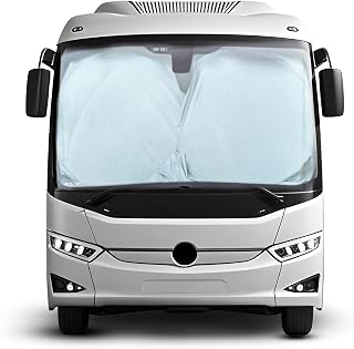 EcoNour RV Windshield Sun Shade 240T Reflective Nylon Keeps Your RV Cool for RVs Trucks Camper Van Large Bus Windshield 130x250cm