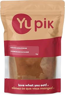 Yupik Alkalized Cocoa Powder 1kg, 20-22% Cocoa Butter Content, Gluten-Free, Vegan, Kosher, Rich & Smooth, Premium Quality for Baking & Beverages