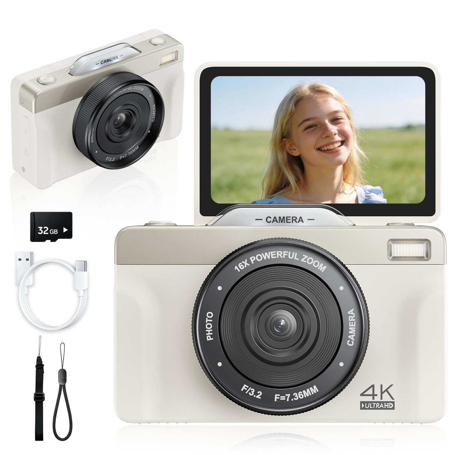 4K Digital Camera for Photography, 2026 Latest 64MP Autofocus WiFi Vlogging Came