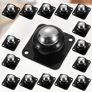 16 Black Self Adhesive Steel Ball Caster - 1" Low Profile Swivel Wheels for Small Appliances & Furniture