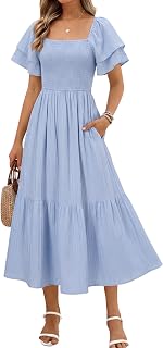Womens Fall 2026 Casual Midi Dresses Flowy A Line Dress with Pockets