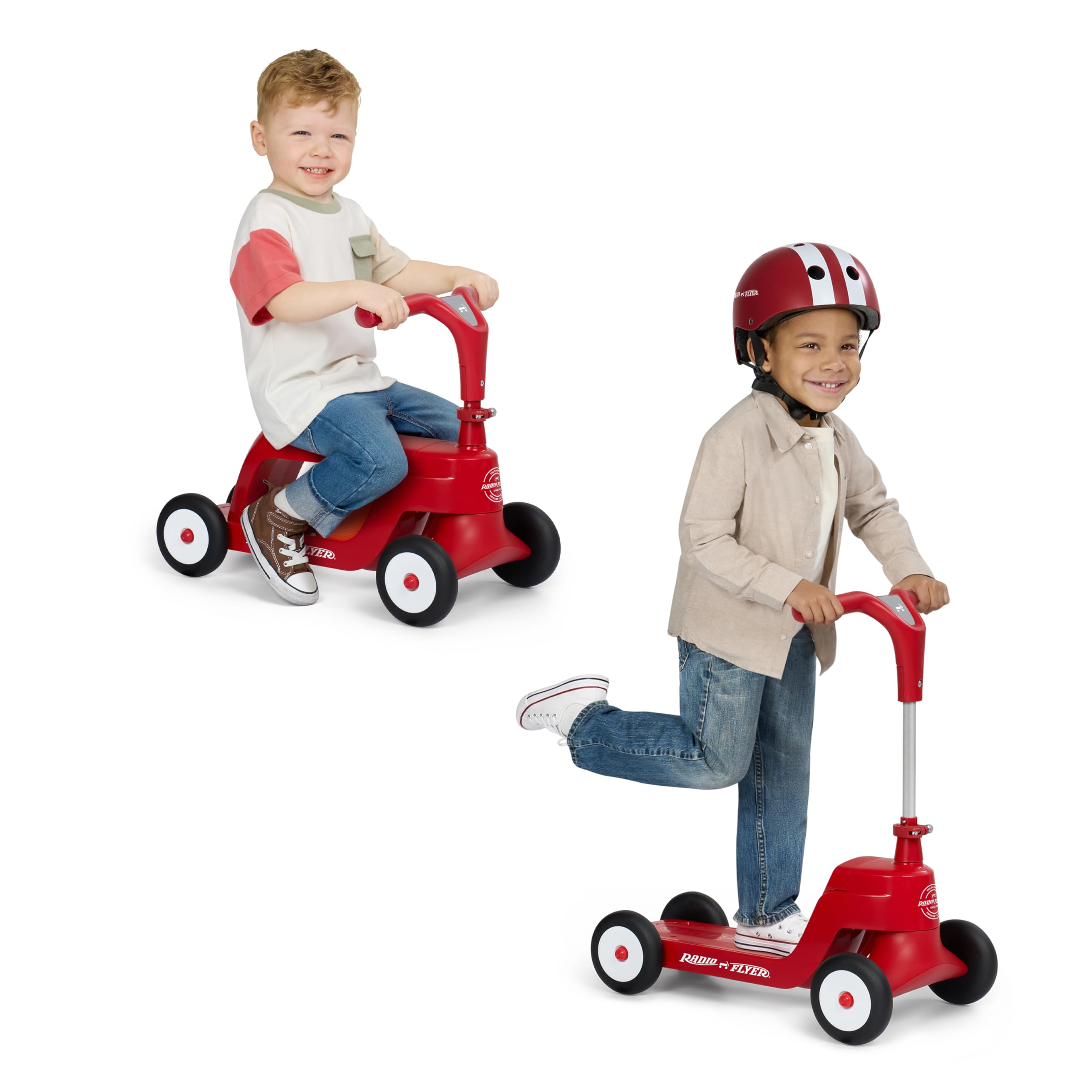 Radio Flyer Scoot 2 Scooter, Blue/Red/Pink, for Kids Ages 1-4, Ride On Toy or 4-