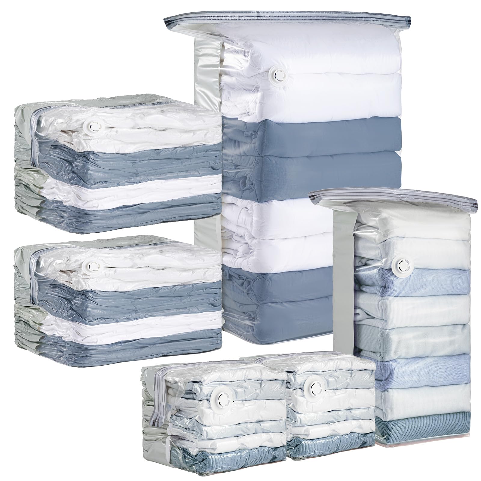 TAILI 6 Pack Vacuum Storage Bags, Cube Space Saver Bags Combo (3 Jumbo +3 Medium