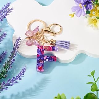 1 x Initial Letter Keychain for Women with Butterfly Tassel Alphabet Letters for Wallet Backpack Handbags School Bags