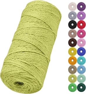 Jute Twine String, 2mm 328 Feet Natural Garden Twine for Crafts, Colored Jute Rope 3-Ply Hemp String for Gift Wrapping, Gardening, Wedding and Christmas Decorations (Fruit Green)