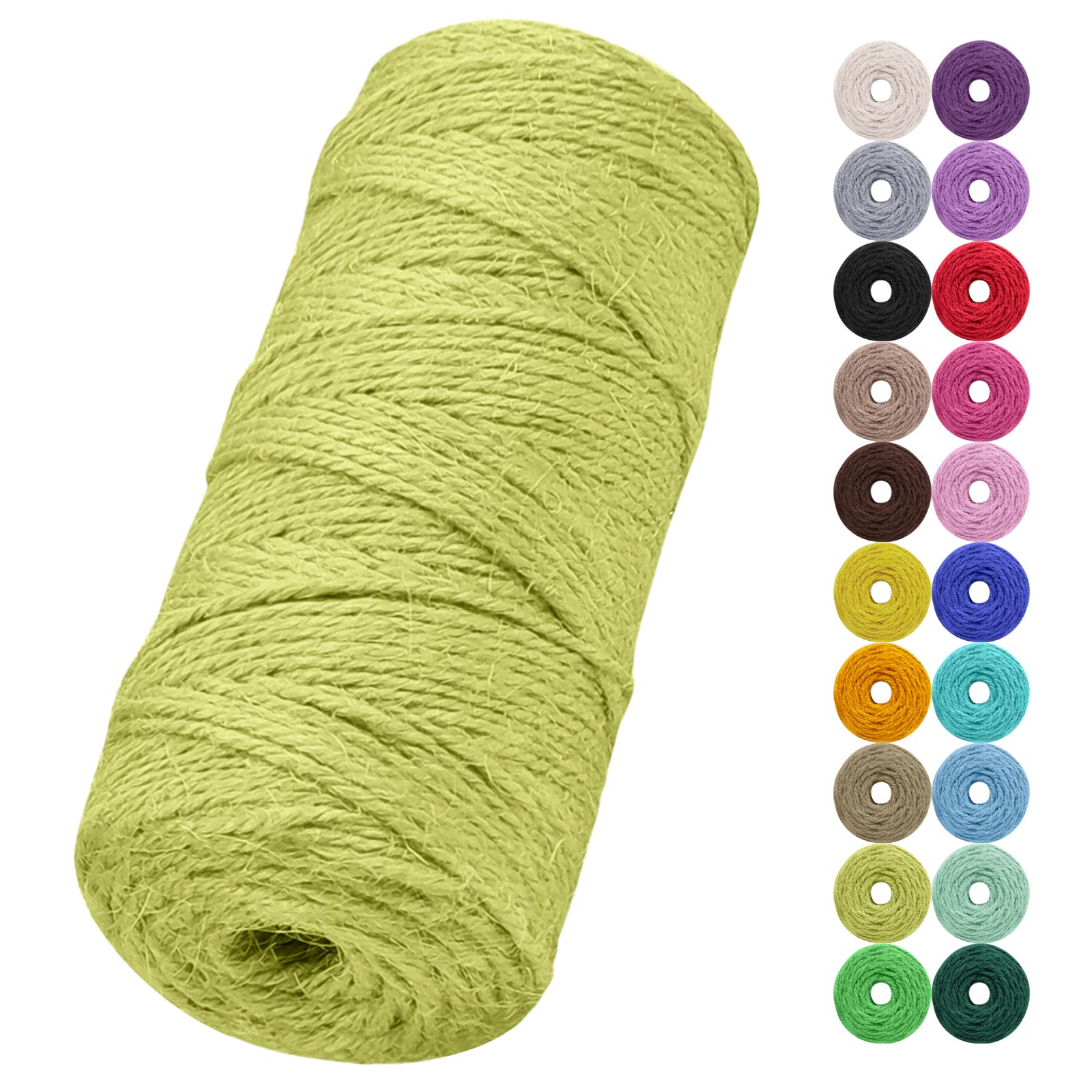 Jute Twine String, 2mm 328 Feet Natural Garden Twine for Crafts, Colored Jute Ro