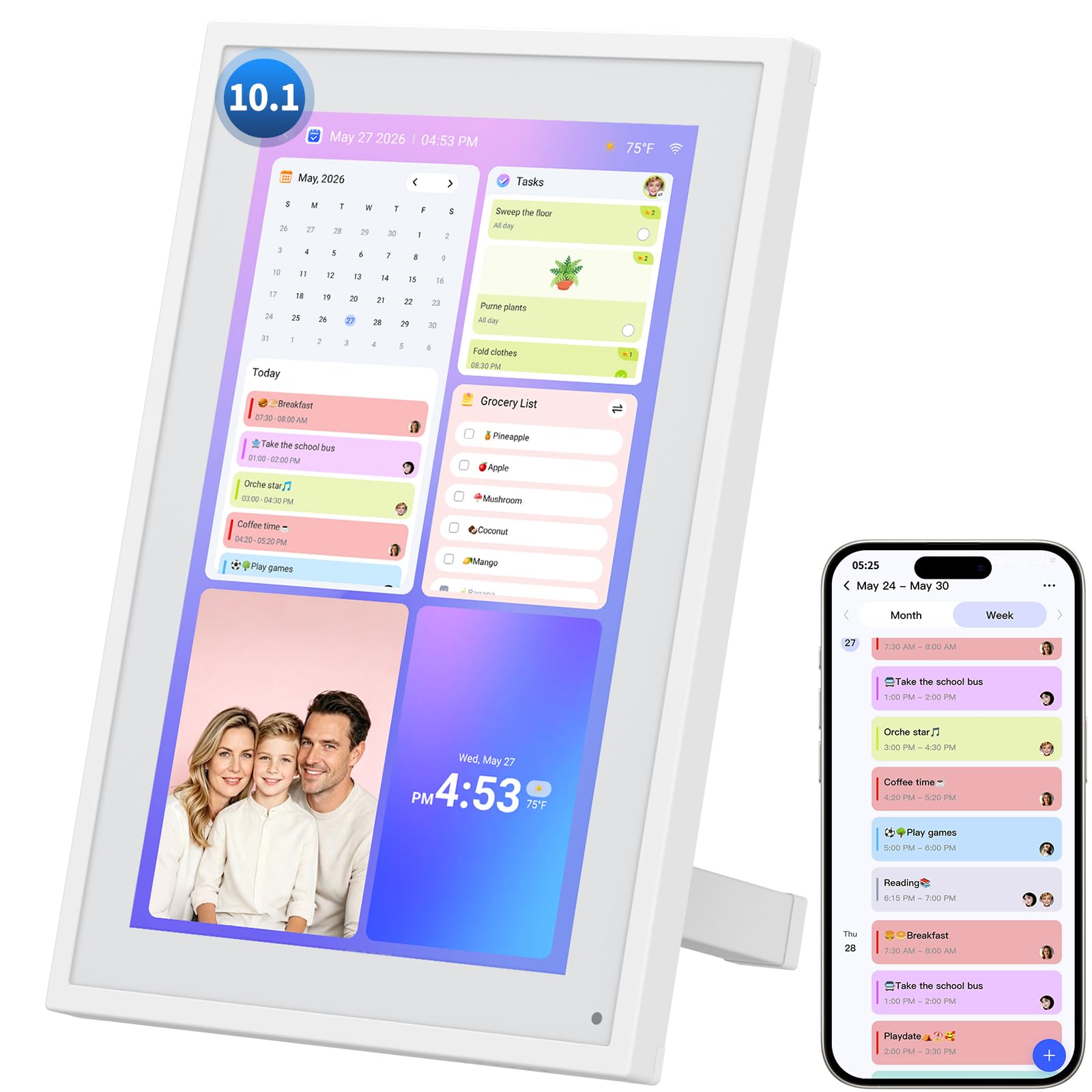 10.1" Digital Calendar, Full HD Smart Display for Family Organizer | Touchscreen