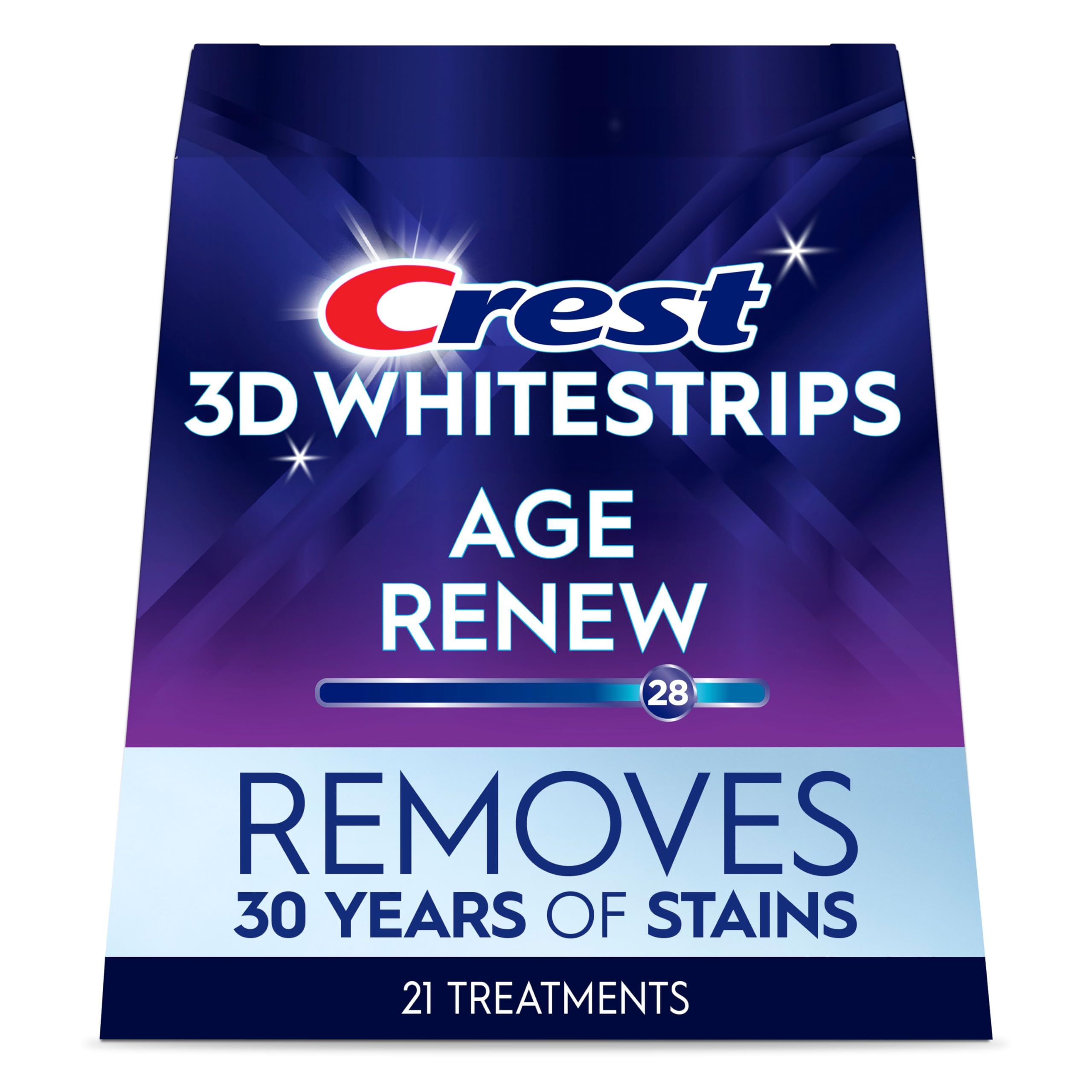 Crest 3D Whitestrips Age Renew At-home Teeth Whitening Kit, 21 Treatments, 28 Le