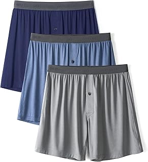 DAVID ARCHY Mens Loose Boxer Shorts Bamboo Rayon – Sleep & Lounge Boxers, Breathable Cooling Lightweight Underwear with Button Fly